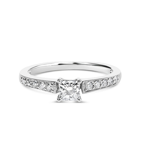 Bids.com 14K White Gold Diamond 1/2 Cttw Princess Cut Diamond Engagement Ring (G-H Color, VS2-SI1 Clarity) - Size 7 Rings