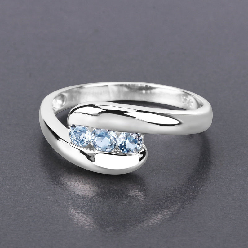 Bids.com 0.74 Carat Genuine Blue Topaz .925 Sterling Silver Ring Rings