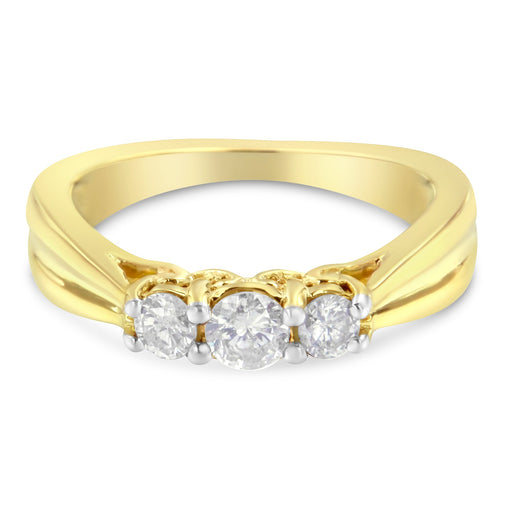 Bids.com 10K Yellow Gold Three-stone Diamond Ring (0.50 cttw, J-K Color, I2-I3 Clarity) Rings