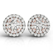 Bids.com 14k White and Rose Gold Round Halo Diamond Earrings (3/4 cttw) Earrings