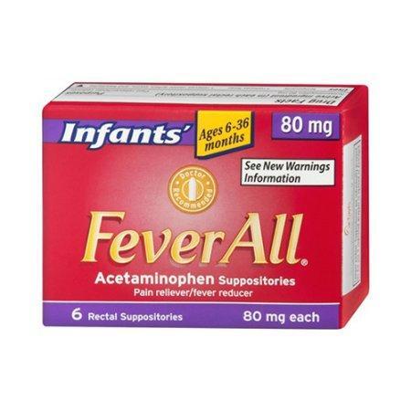 Feverall Suppositories Feverall Suppositories 80 Mg Acetaminofeno Suposit�rios, Crian�as, Idades 6-36 Meses - 6 Unidades Maroon