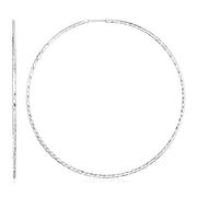 Bids.com Sterling Silver Large Textured Round Hoop Earrings Earrings