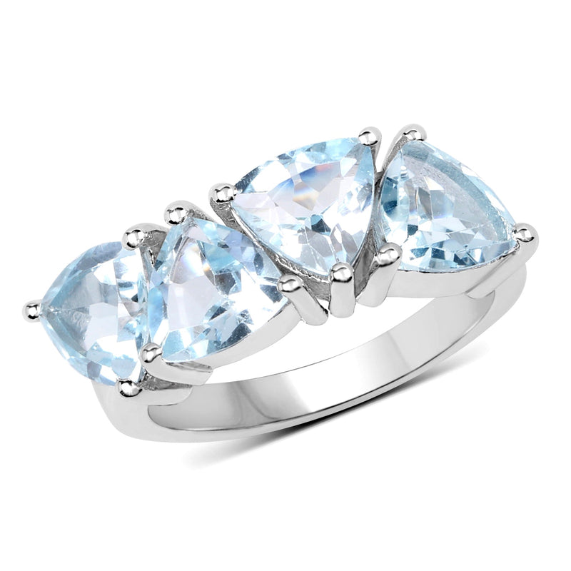 Bids.com 5.00 Carat Genuine  Blue Topaz .925 Sterling Silver Ring Rings