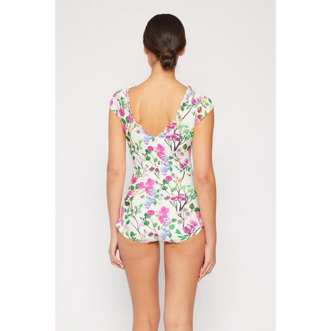 Marina West Swim Bring Me Flowers V-Neck One Piece Swimsuit Cherry Blossom Cream