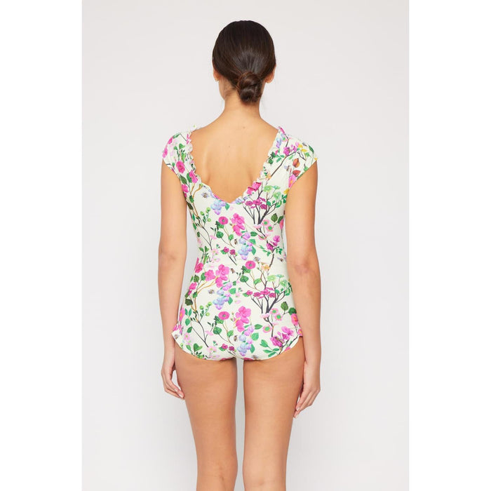 Marina West Swim Bring Me Flowers V-Neck One Piece Swimsuit Cherry Blossom Cream