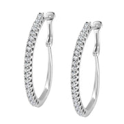 Bids.com 10KT White Gold 1 cttw Diamond Hoop Earrings (I-J Clarity, I2-I3 Color) Earrings