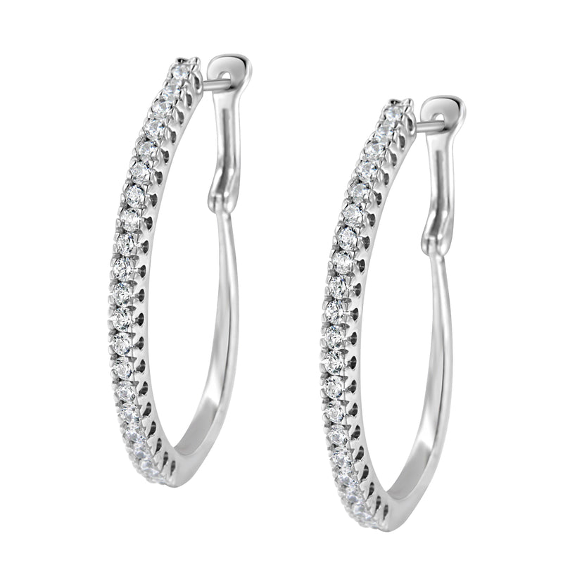Bids.com 10KT White Gold 1 cttw Diamond Hoop Earrings (I-J Clarity, I2-I3 Color) Earrings