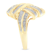 Bids.com 10K Yellow Gold Diamond Bypass Cocktail Ring (1 1/5 Cttw, I-J Color, I2-I3 Clarity) - Size 8 Rings