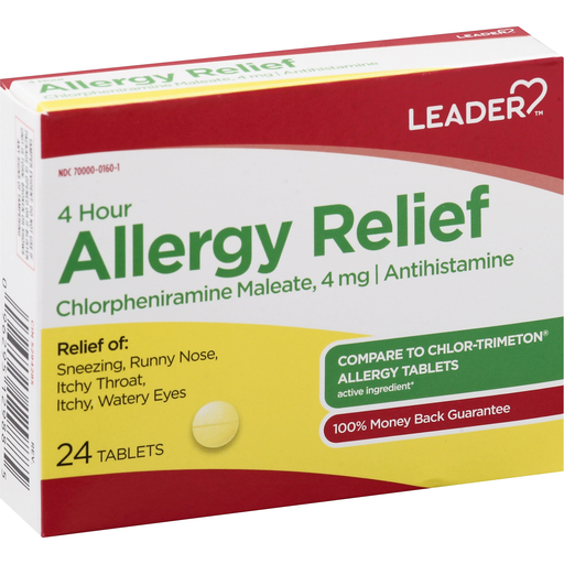 Leader Leader 4 Hour Allergy Relief Tablets, 4mg Health Care