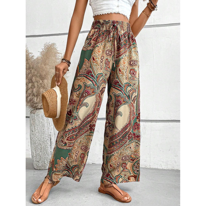 Printed Wide Leg Pants