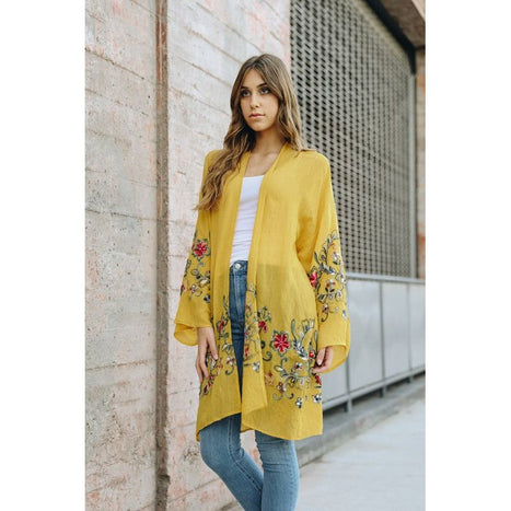 Long Floral Kimono Cardigan