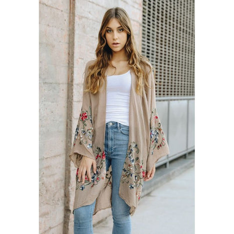 Long Floral Kimono Cardigan