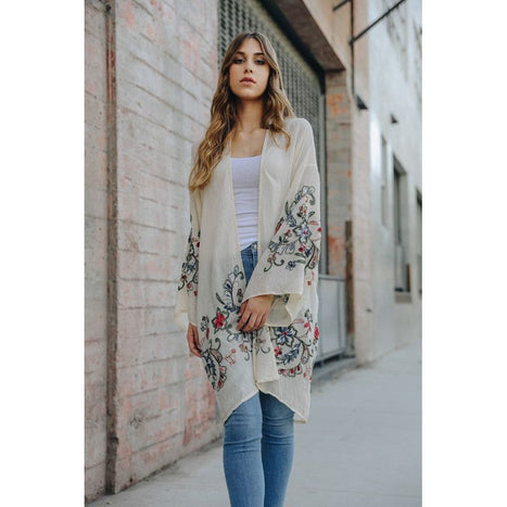 Long Floral Kimono Cardigan