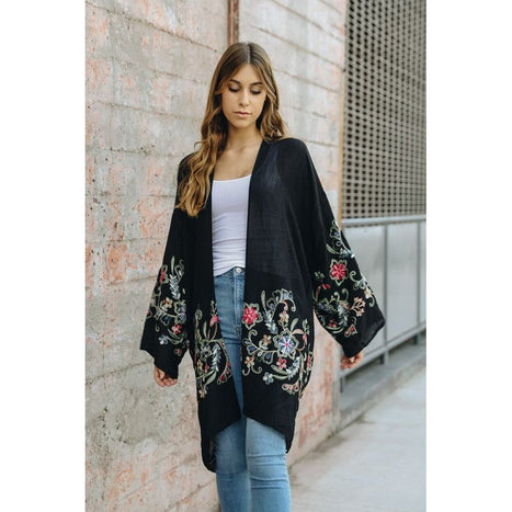 Long Floral Kimono Cardigan