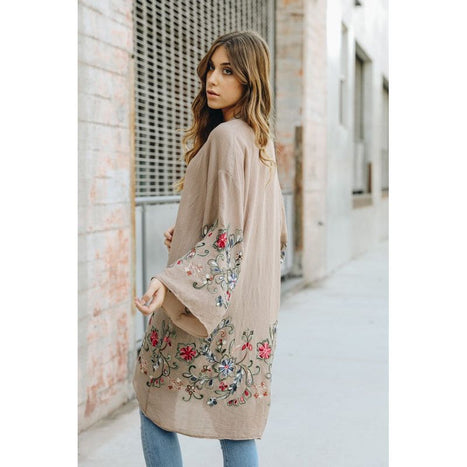 Long Floral Kimono Cardigan