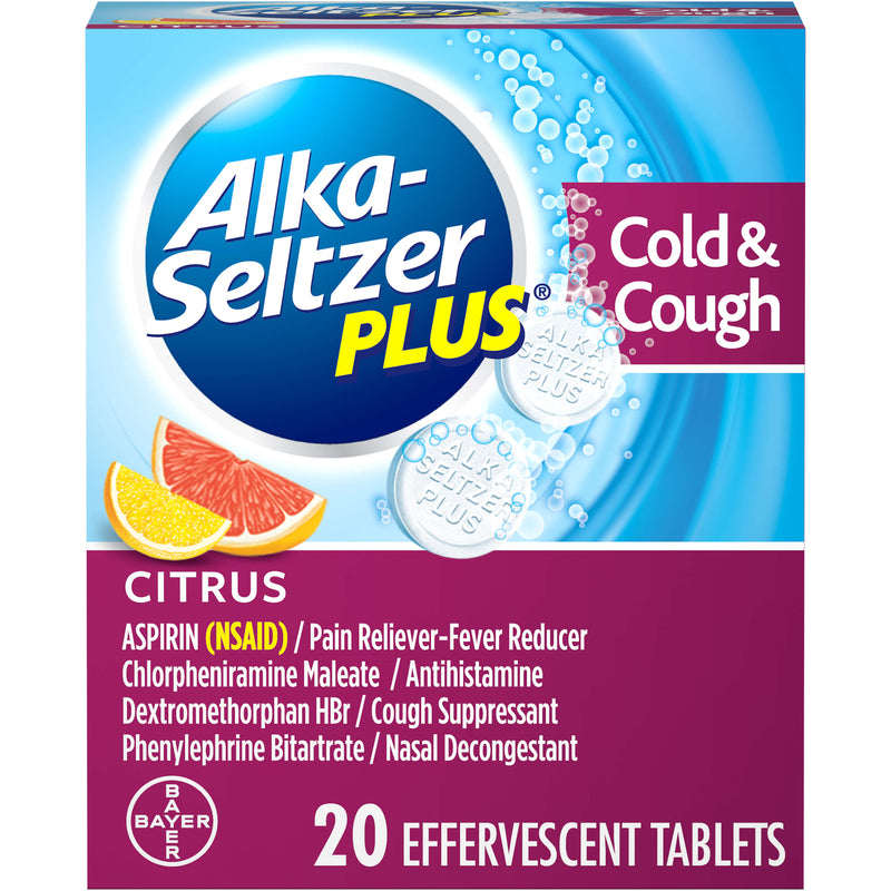 Alka-Seltzer Alka-Seltzer Plus Cold & Cough, Multi Symptom, Effervescent Tablets, Citrus Health & Beauty Maroon