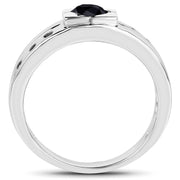 Bids.com 0.56 Carat Genuine Black Diamond .925 Sterling Silver Ring Rings