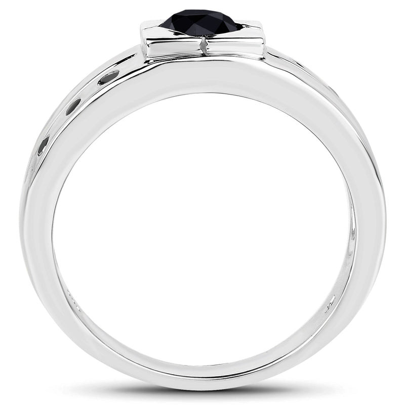 Bids.com 0.56 Carat Genuine Black Diamond .925 Sterling Silver Ring Rings