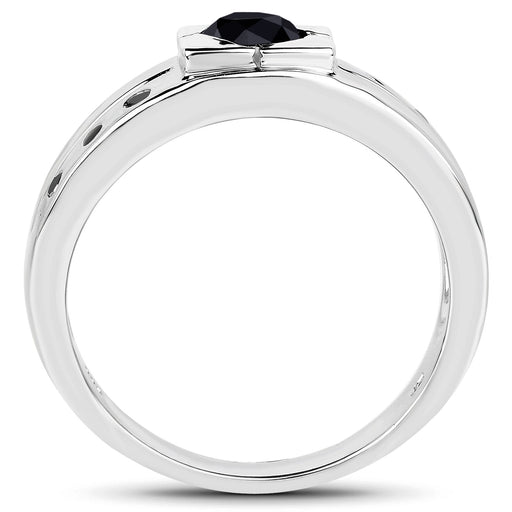 Bids.com 0.56 Carat Genuine Black Diamond .925 Sterling Silver Ring Rings