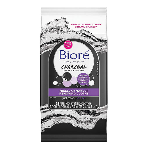 Biore Biore Charcoal Micellar Makeup Removing Cloths 25ct Skin Care