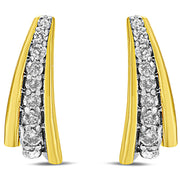 Bids.com 10K Yellow Gold Plated .925 Sterling Silver 0.50 Cttw Round Diamond Graduated Huggie Earrings (I-J Color, I2-I3 Clarity) Earrings