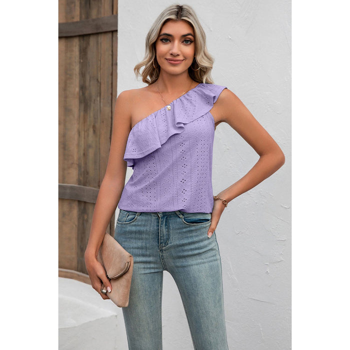 Eyelet One-Shoulder Tank