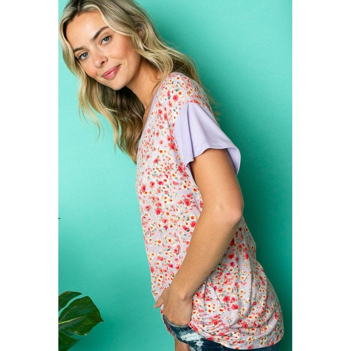 Dizzy Floral Solid Mix Boxy Top