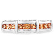 Bids.com 1.08 Carat Genuine Orange Sapphire .925 Sterling Silver Ring Rings