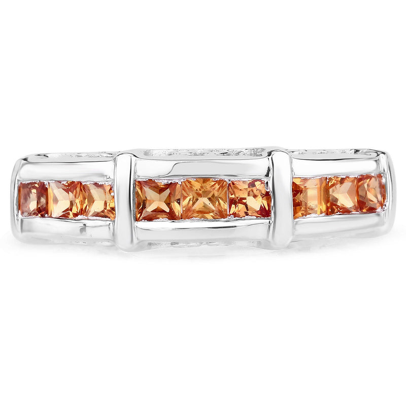 Bids.com 1.08 Carat Genuine Orange Sapphire .925 Sterling Silver Ring Rings