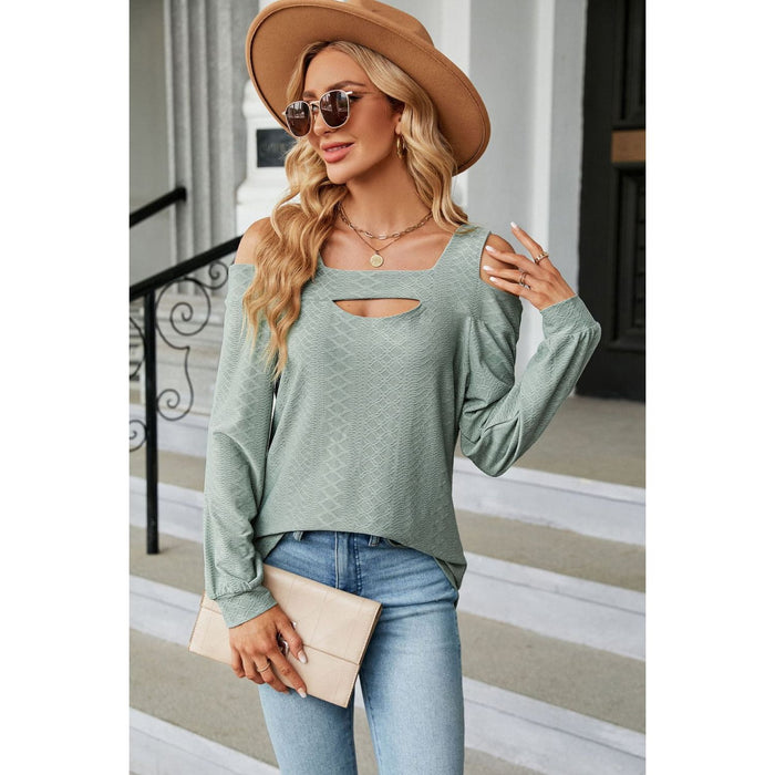 Cold Shoulder Square Neck Cutout Blouse