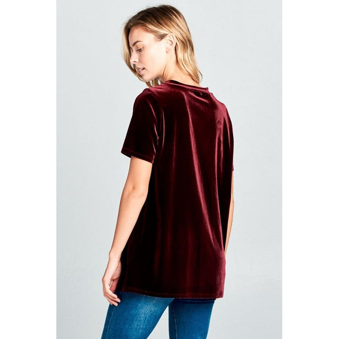 VELVET SEQUINCE POCKET BOXY TOP