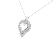 Bids.com .925 Sterling Silver 4 Cttw Round-Cut Double Row Composite Diamond Heart 18" Pendant Necklace (K-L Color, I1-I2 Clarity) Necklaces