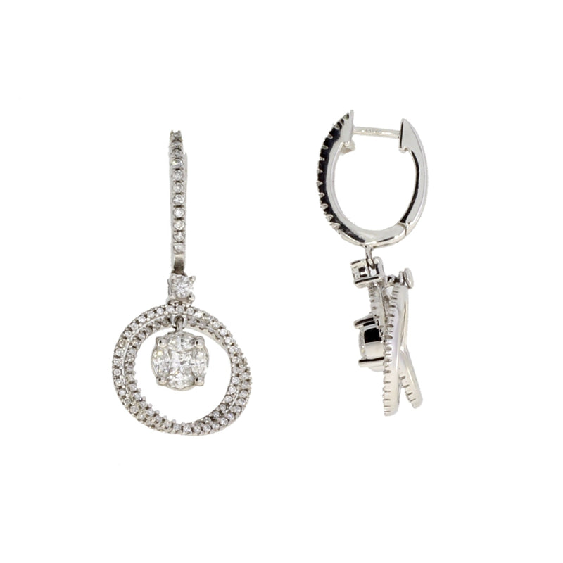 Bids.com 1.00ct Diamond Dangle Earrings 14KT White Gold Earrings