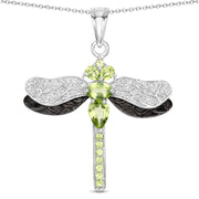 Bids.com 1.98 Carat Genuine Peridot and White Topaz .925 Sterling Silver Pendant Pendants
