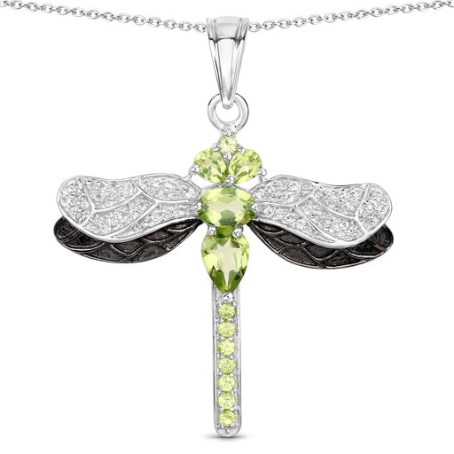 Bids.com 1.98 Carat Genuine Peridot and White Topaz .925 Sterling Silver Pendant Pendants