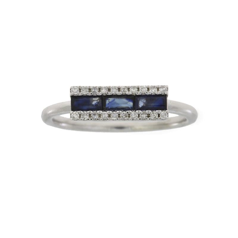 Bids.com .63ct Diamond Sapphire Ring 14KT White Gold Rings