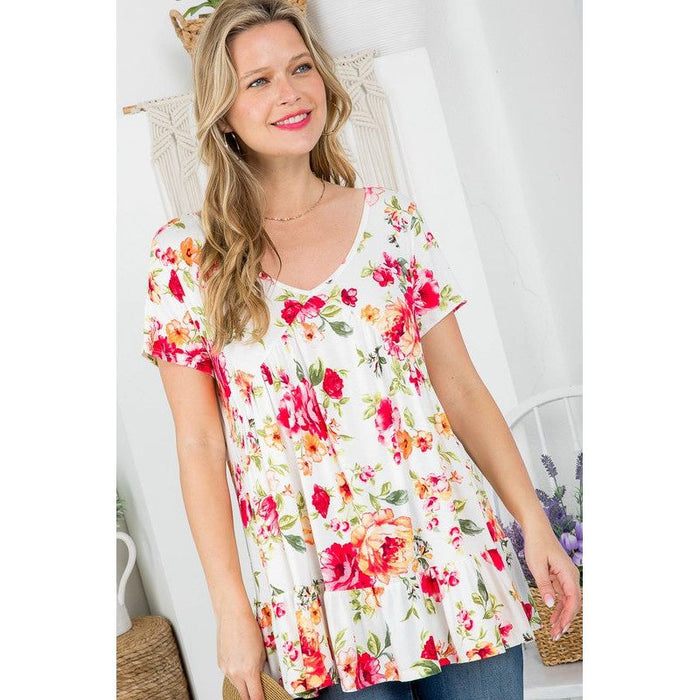 ALLOVER FLORAL PRINT BABYDOLL TOP