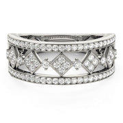 Bids.com Diamond Studded Square Motif Ring in 14k White Gold (1/2 cttw) Rings