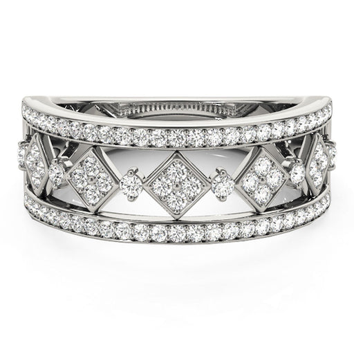 Bids.com Diamond Studded Square Motif Ring in 14k White Gold (1/2 cttw) Rings