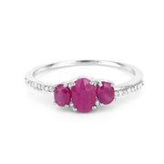 Bids.com 1.02 Carat Genuine Ruby and White Diamond 14K White Gold Ring Rings