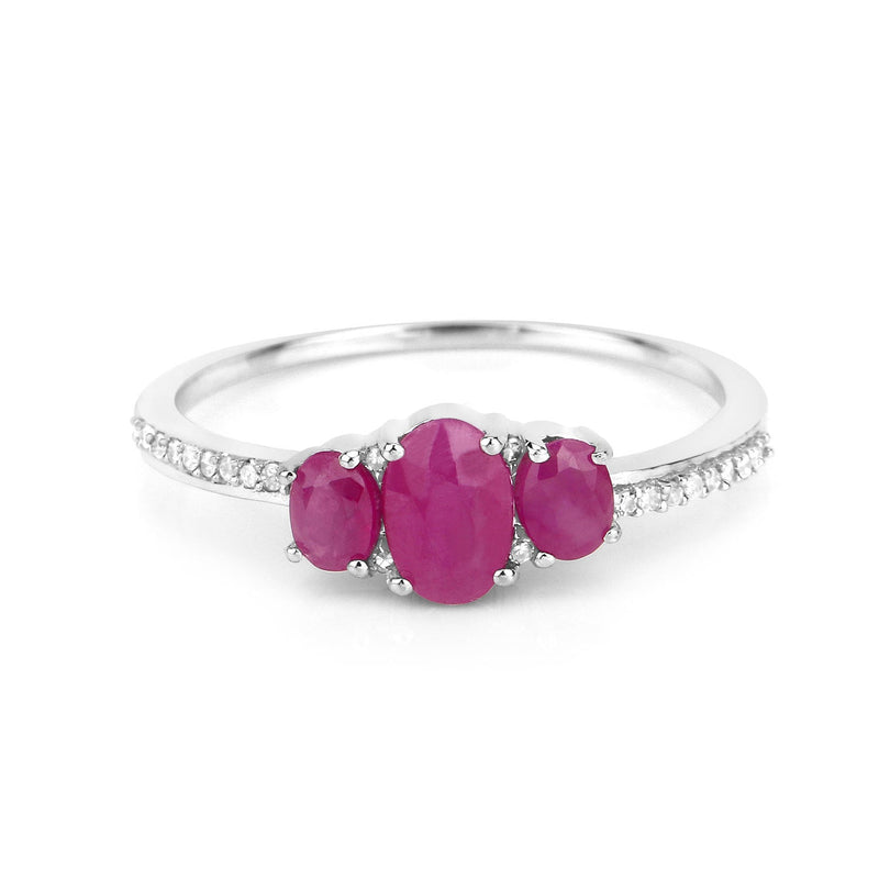 Bids.com 1.02 Carat Genuine Ruby and White Diamond 14K White Gold Ring Rings