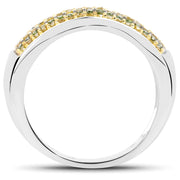 Bids.com 0.43 Carat Genuine Green Diamond and Yellow Diamond .925 Sterling Silver Ring Rings