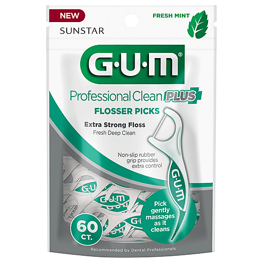 GUM GUM Flosser Picks, Fresh Mint Dental Floss White Smoke