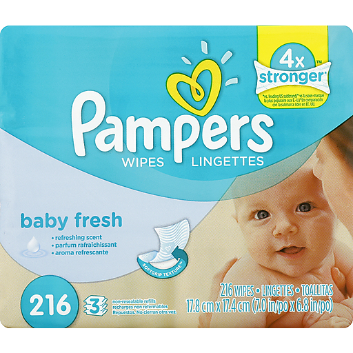 Pampers Pampers Baby Fresh Wipes 3-72 Ct Packs Hand Sanitizers & Wipes Light Gray