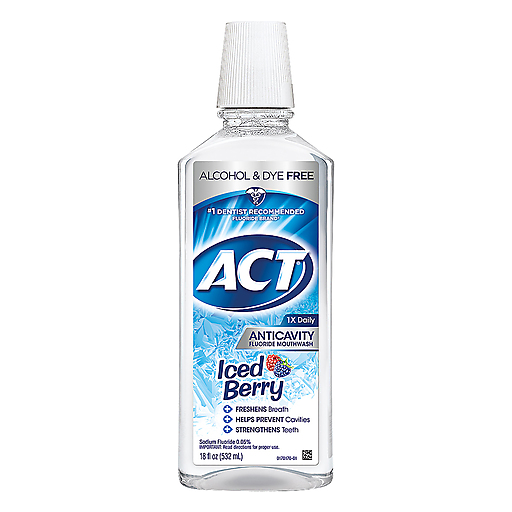 ACT ACT Mouthwash, Anticavity Fluoride, Iced Berry 18 Oz Mouthwash White Smoke