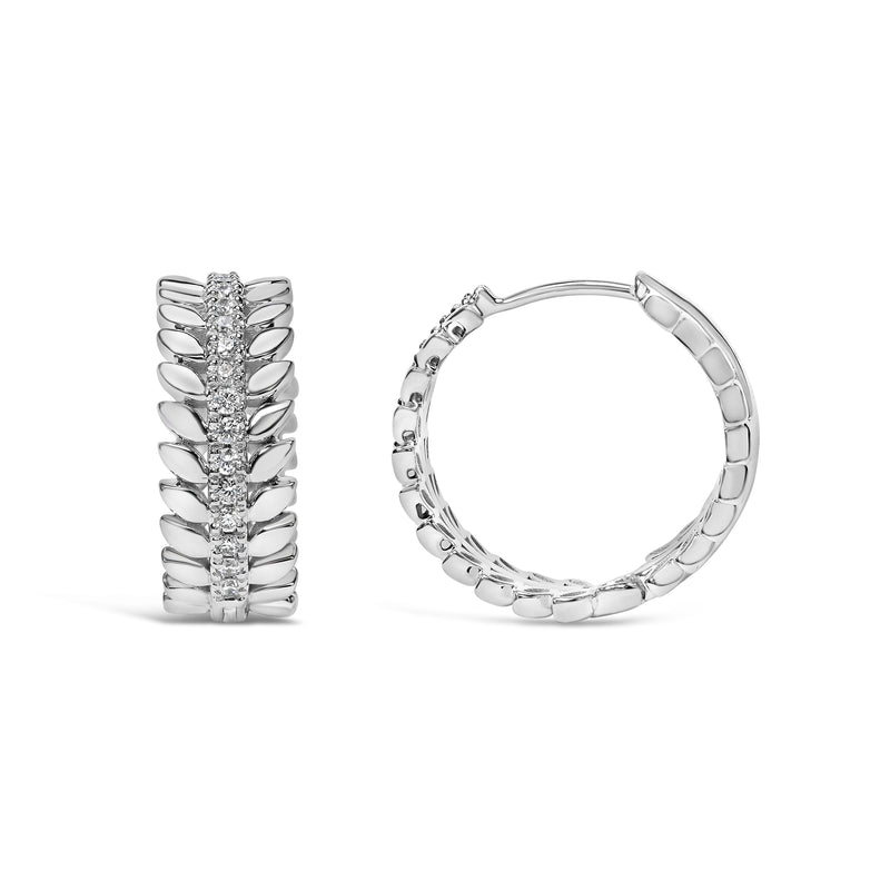 Bids.com 14K White Gold 1/4 Cttw Lab Grown Diamond Leafy Wreath Hoop Earrings (F-G Color, VS1-VS2 Clarity) Earrings