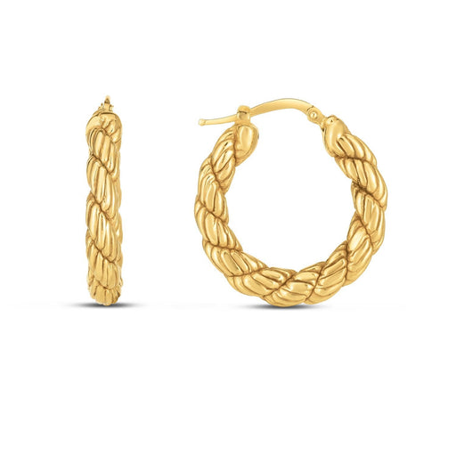 Bids.com 14k Yellow Gold Rope Hoop Earrings Earrings White Smoke Yellow Gold