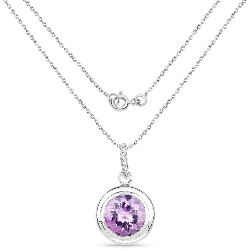 Bids.com 8.00 Carat Genuine Amethyst .925 Sterling Silver Pendant Pendants