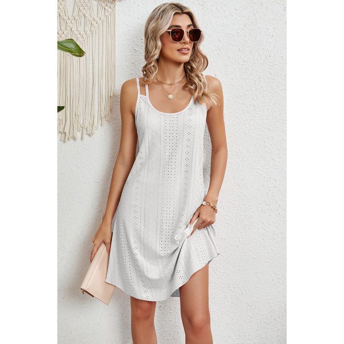 Eyelet Scoop Neck Double Strap Dress