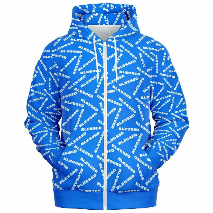 BLESSED Blue Fashion Zip-Up Hoodie